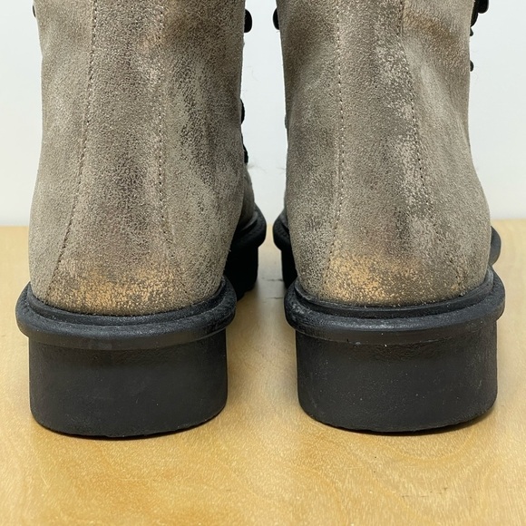 Seychelles Gold Metallic Leather/Faux Fur Cooperation Combat Boots Size 7 - Picture 5 of 10